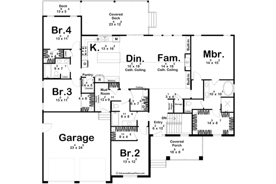 Floor Plan - Main Floor for Traditional House Plan #455-349 - 4 bed, 3 bath