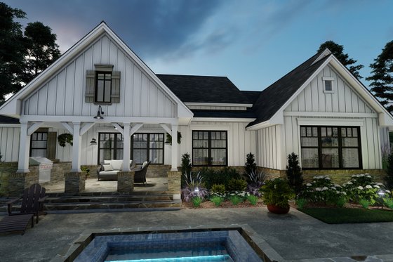 Exterior - Rear Elevation 1 for Farmhouse House Plan #120-265 - 4 bed, 2 bath