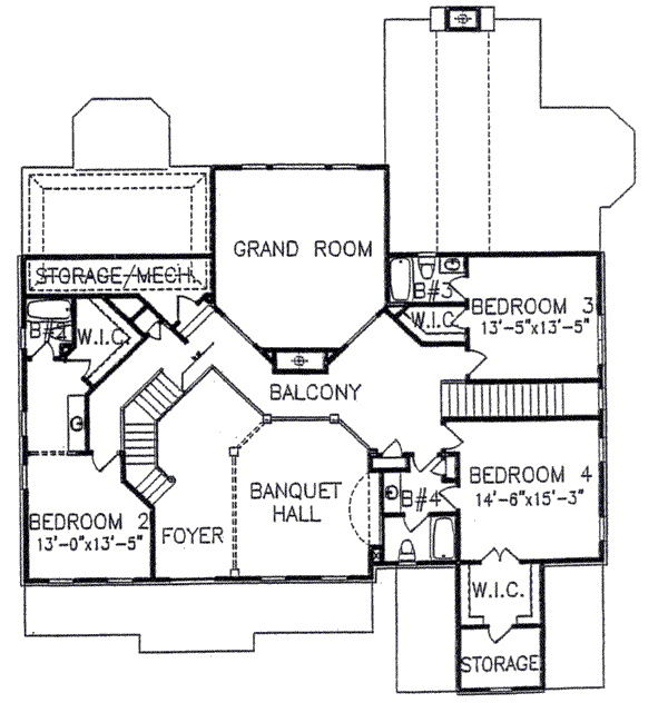 House Blueprint - Colonial Floor Plan - Upper Floor Plan #54-112