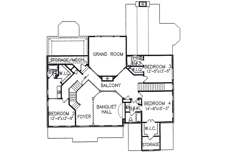 Home Plan - Floor Plan - Upper Floor for Colonial House Plan #54-112 - 4 bed, 4.5 bath