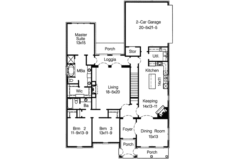 Architectural House Design - Floor Plan - Main Floor for European House Plan #15-290 - 3 bed, 2 bath