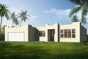 Adobe / Southwestern Exterior - Front Elevation Plan #1-1297