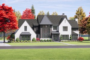 Exterior - Front Elevation 3 for Tudor House Plan #1096-2 - 4 bed, 4.5 bath