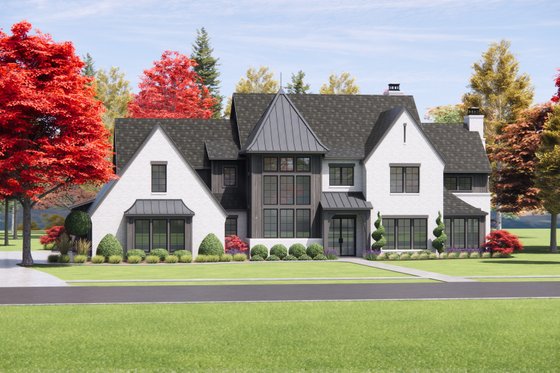 Exterior - Front Elevation 3 for Tudor House Plan #1096-2 - 4 bed, 4.5 bath