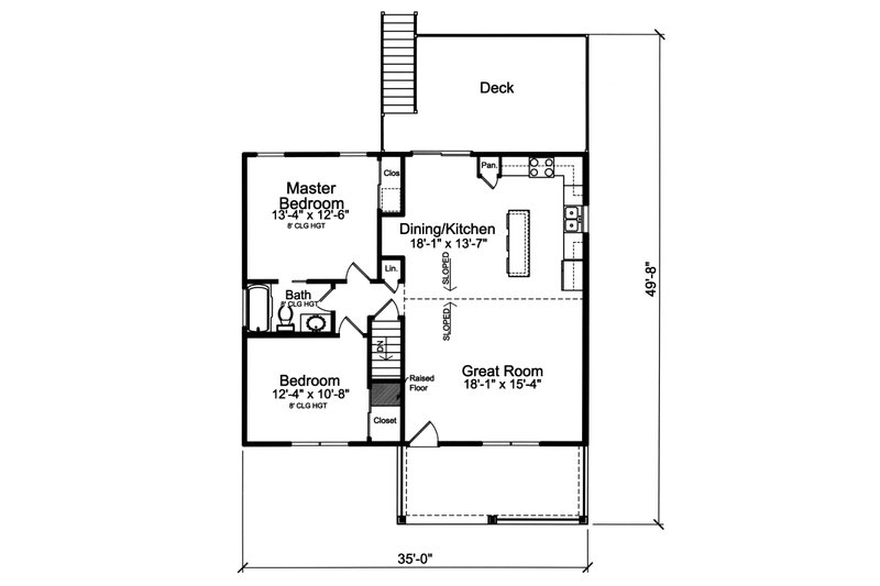 Home Plan - Floor Plan - Main Floor for Cottage House Plan #46-906 - 2 bed, 1 bath