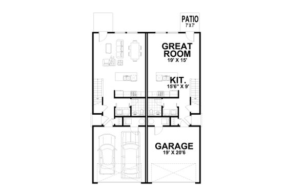 Floor Plan - Main Floor for Contemporary House Plan #112-253 - 3 bed, 2.5 bath