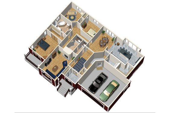 Floor Plan - Main Floor 1 for Country House Plan #25-4643 - 3 bed, 2 bath