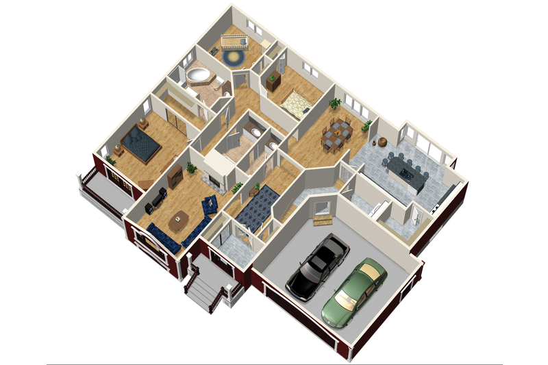 House Blueprint - Floor Plan - Main Floor 1 for Country House Plan #25-4643 - 3 bed, 2 bath