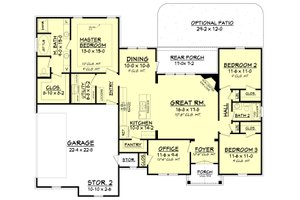 Floor Plan - Main Floor for Craftsman House Plan #430-99 - 3 bed, 2 bath