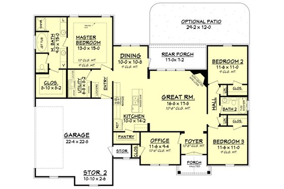 Dream House Plan - Floor Plan - Main Floor for Craftsman House Plan #430-99 - 3 bed, 2 bath