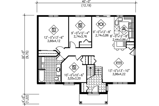 Floor Plan - Main Floor for Traditional House Plan #25-4098 - 3 bed, 1 bath