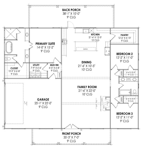 Farmhouse Floor Plan - Main Floor Plan #1096-99