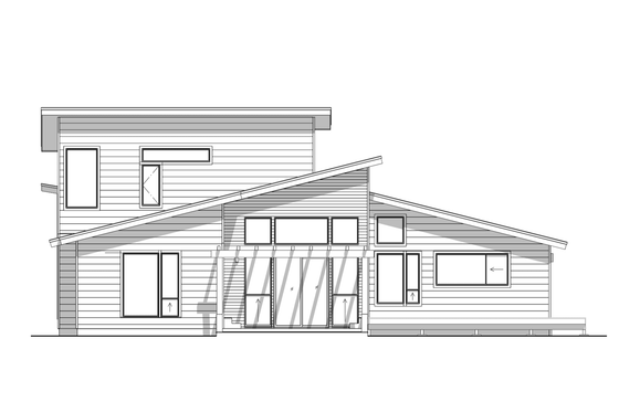 Exterior - Rear Elevation 1 for Modern House Plan #1099-12 - 3 bed, 3 bath