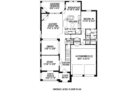 Floor Plan - Main Floor for European House Plan #141-209 - 4 bed, 3.5 bath