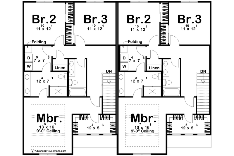 Architectural House Design - Floor Plan - Upper Floor for Farmhouse House Plan #455-789 - 3 bed, 2.5 bath