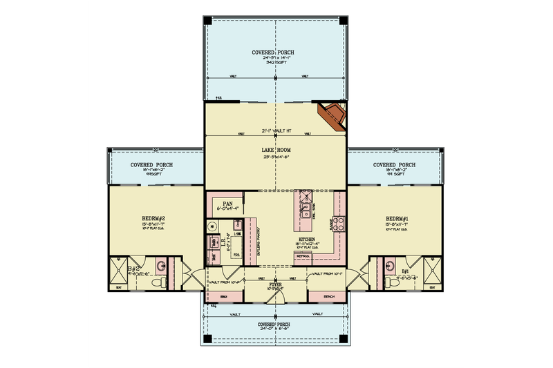 Architectural House Design - Floor Plan - Main Floor for Barndominium House Plan #119-466 - 2 bed, 2 bath