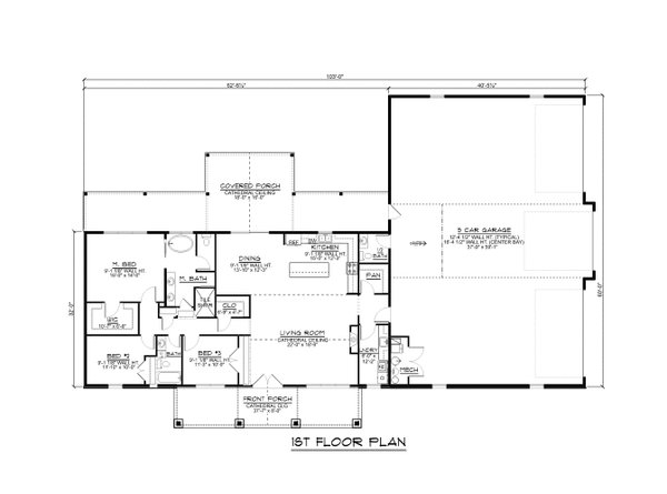 House Design - Barndominium Floor Plan - Main Floor Plan #1064-106