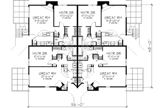 Floor Plan - Main Floor for Contemporary House Plan #320-312 - 1 bed, 1 bath