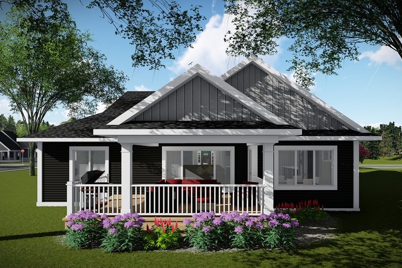 Architectural House Design - Exterior - Rear Elevation 1 for Ranch House Plan #70-1484 - 2 bed, 2 bath