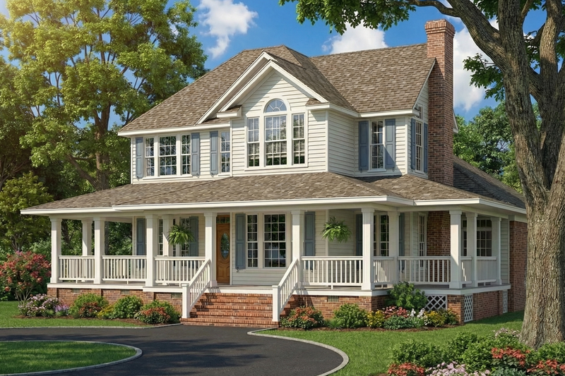 Architectural House Design - Exterior - Front Elevation 3 for Country House Plan #17-242 - 3 bed, 3.5 bath