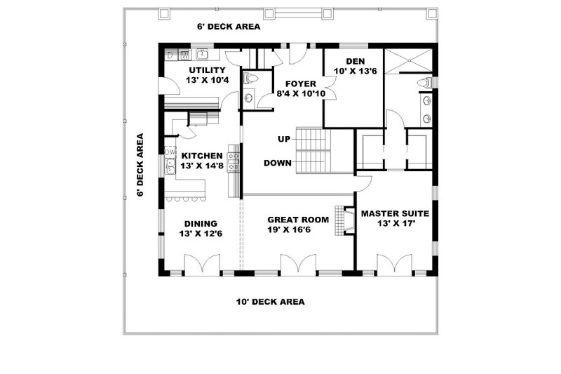 Architectural House Design - Floor Plan - Main Floor for Craftsman House Plan #117-873 - 4 bed, 4.5 bath