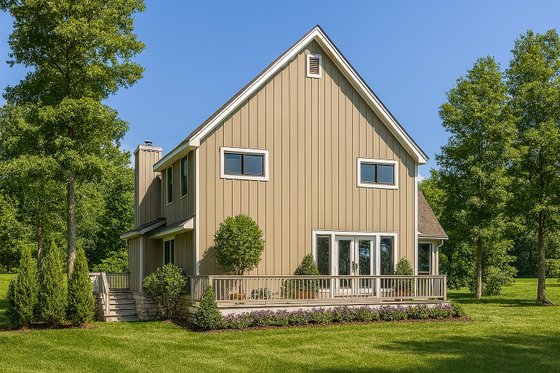Exterior - Rear Elevation for Contemporary House Plan #17-2643 - 3 bed, 2.5 bath