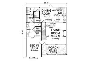 Floor Plan - Main Floor for Cottage House Plan #513-2076 - 3 bed, 2.5 bath