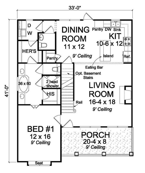 Cottage Floor Plan - Main Floor Plan #513-2076