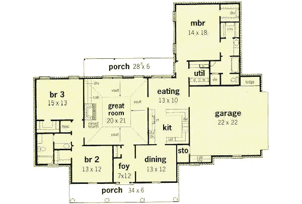 Farmhouse Floor Plan - Main Floor Plan #16-164