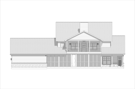 Exterior - Rear Elevation 1 for Farmhouse House Plan #1127-21 - 4 bed, 3.5 bath
