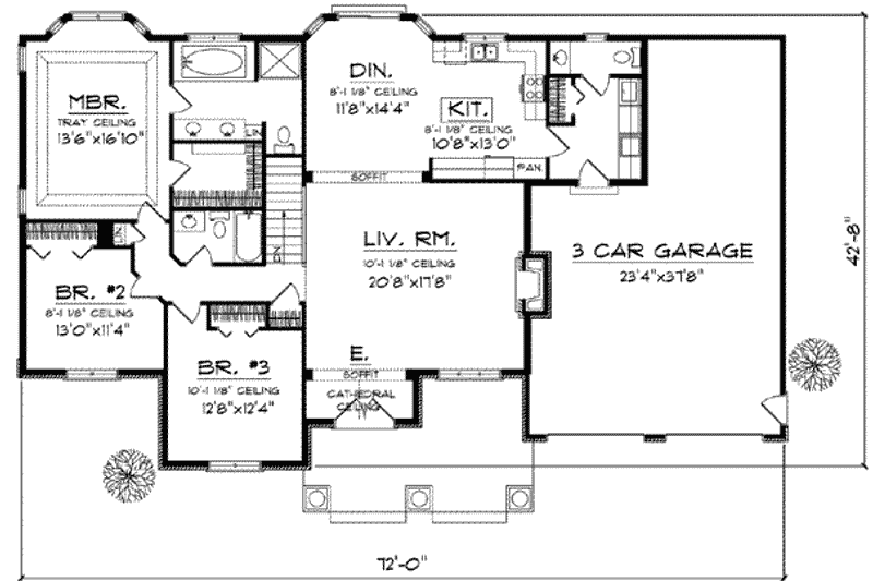 House Plan Design - Floor Plan - Main Floor for Traditional House Plan #70-643 - 3 bed, 2.5 bath