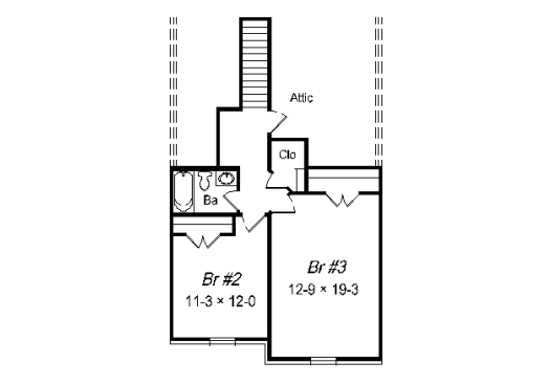 Floor Plan - Upper Floor for Colonial House Plan #329-216 - 3 bed, 2.5 bath