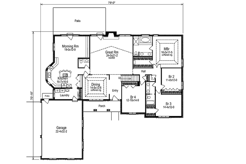 Dream House Plan - Floor Plan - Main Floor for Traditional House Plan #57-293 - 4 bed, 2.5 bath