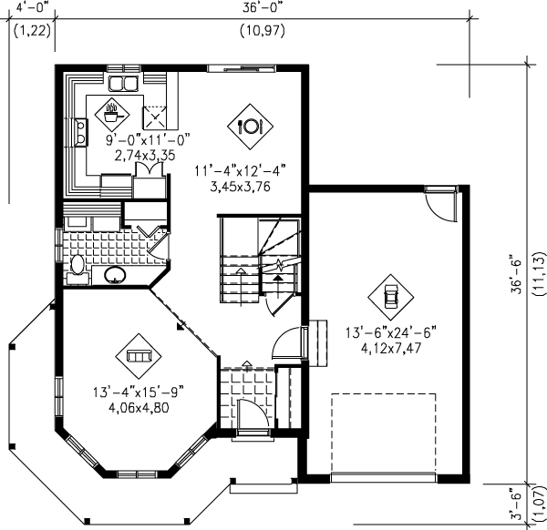 Victorian Floor Plan - Main Floor Plan #25-2035
