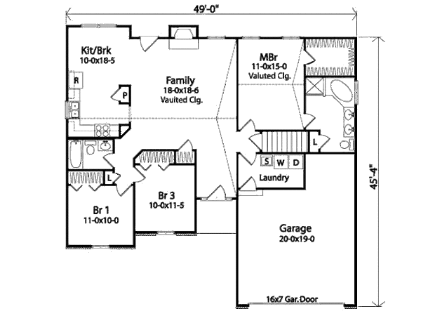 Home Plan - Ranch Floor Plan - Main Floor Plan #22-534