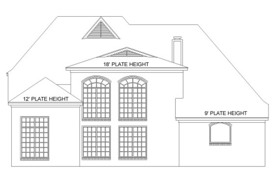 Exterior - Rear Elevation for European House Plan #424-338 - 4 bed, 3 bath