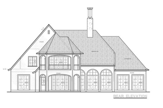 Exterior - Rear Elevation for European House Plan #20-2175 - 4 bed, 5 bath