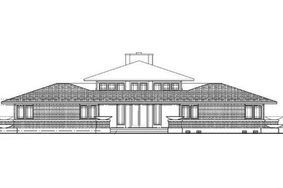 Exterior - Rear Elevation for Prairie House Plan #72-153 - 3 bed, 2.5 bath