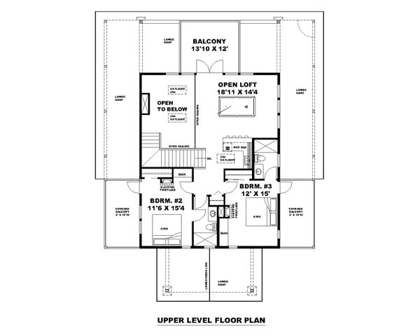 Craftsman Floor Plan - Upper Floor Plan #117-1041