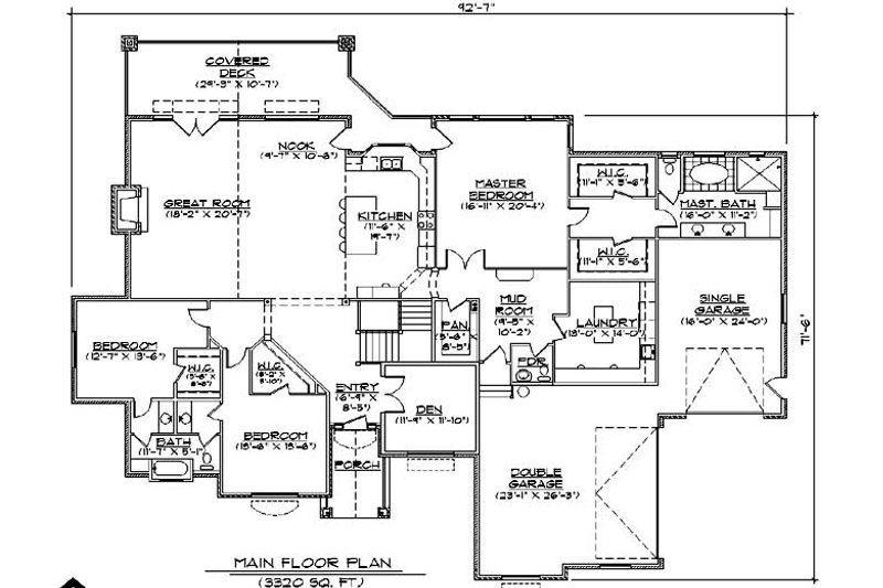 Dream House Plan - Floor Plan - Main Floor for European House Plan #5-352, 3.5 bath