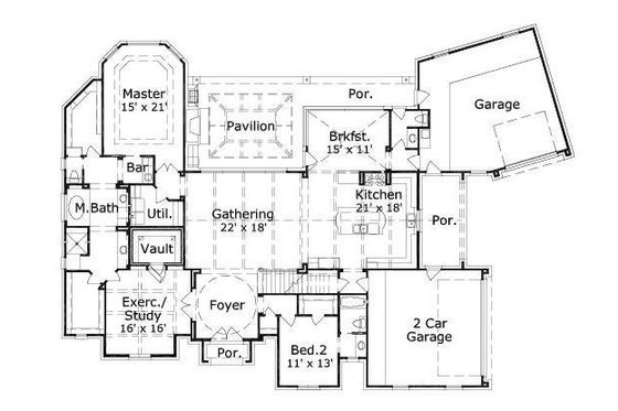Floor Plan - Main Floor for European House Plan #411-493 - 3 bed, 2.5 bath