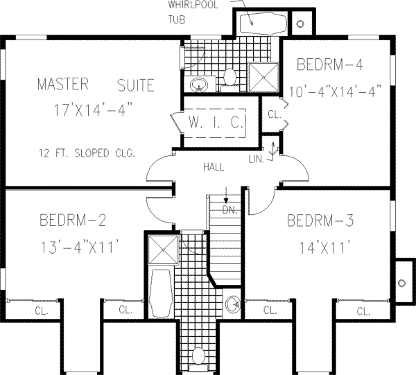 Farmhouse Floor Plan - Upper Floor Plan #3-195