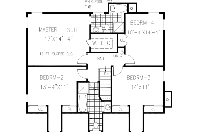 Dream House Plan - Floor Plan - Upper Floor for Farmhouse House Plan #3-195 - 4 bed, 2.5 bath