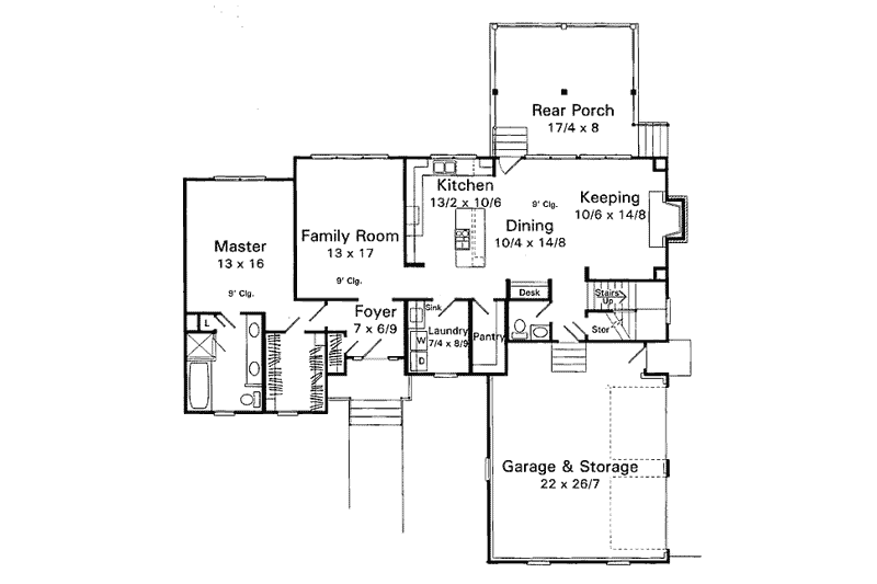 Home Plan - Floor Plan - Main Floor for Traditional House Plan #41-161 - 3 bed, 2.5 bath