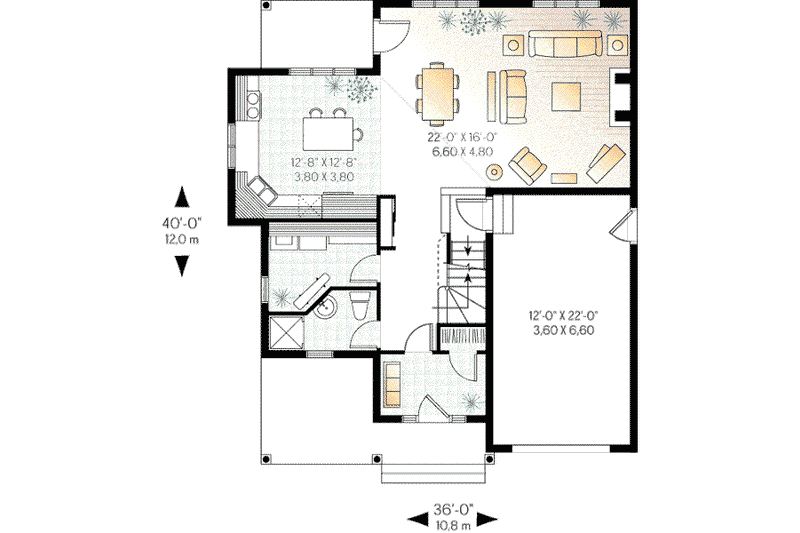 House Plan Design - Floor Plan - Main Floor for European House Plan #23-335 - 3 bed, 2 bath