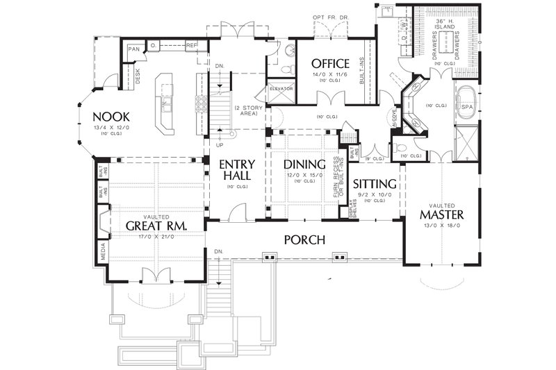Home Plan - Floor Plan - Main Floor for Craftsman House Plan #48-665 - 4 bed, 4.5 bath
