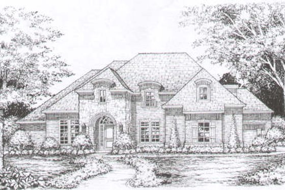 Exterior - Front Elevation for Mediterranean House Plan #141-212 - 4 bed, 4 bath