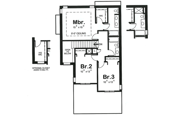 Floor Plan - Upper Floor for Traditional House Plan #20-1525 - 3 bed, 2.5 bath