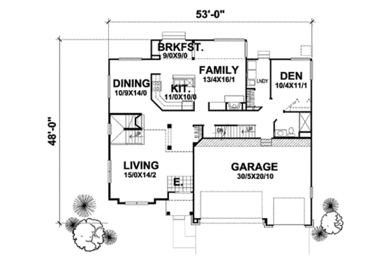 Floor Plan - Main Floor for European House Plan #50-290 - 4 bed, 3 bath
