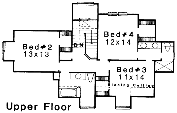 Traditional Floor Plan - Upper Floor Plan #310-169